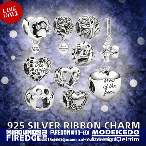 Bracelet et collier en argent sterling 925 véritable pour enfants et femmes, avec breloque ruban, bijoux, sensibilisation au cancer du sein, forme de cœur, zircon - Product Image 2