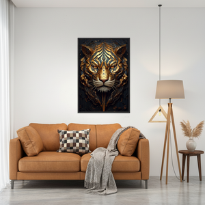 Geometric Tiger Canvas Art: Printed Abstract Jungle Decor,<b>BLACK</b> <b>FRAMED</b> CANVAS - Product Image 3