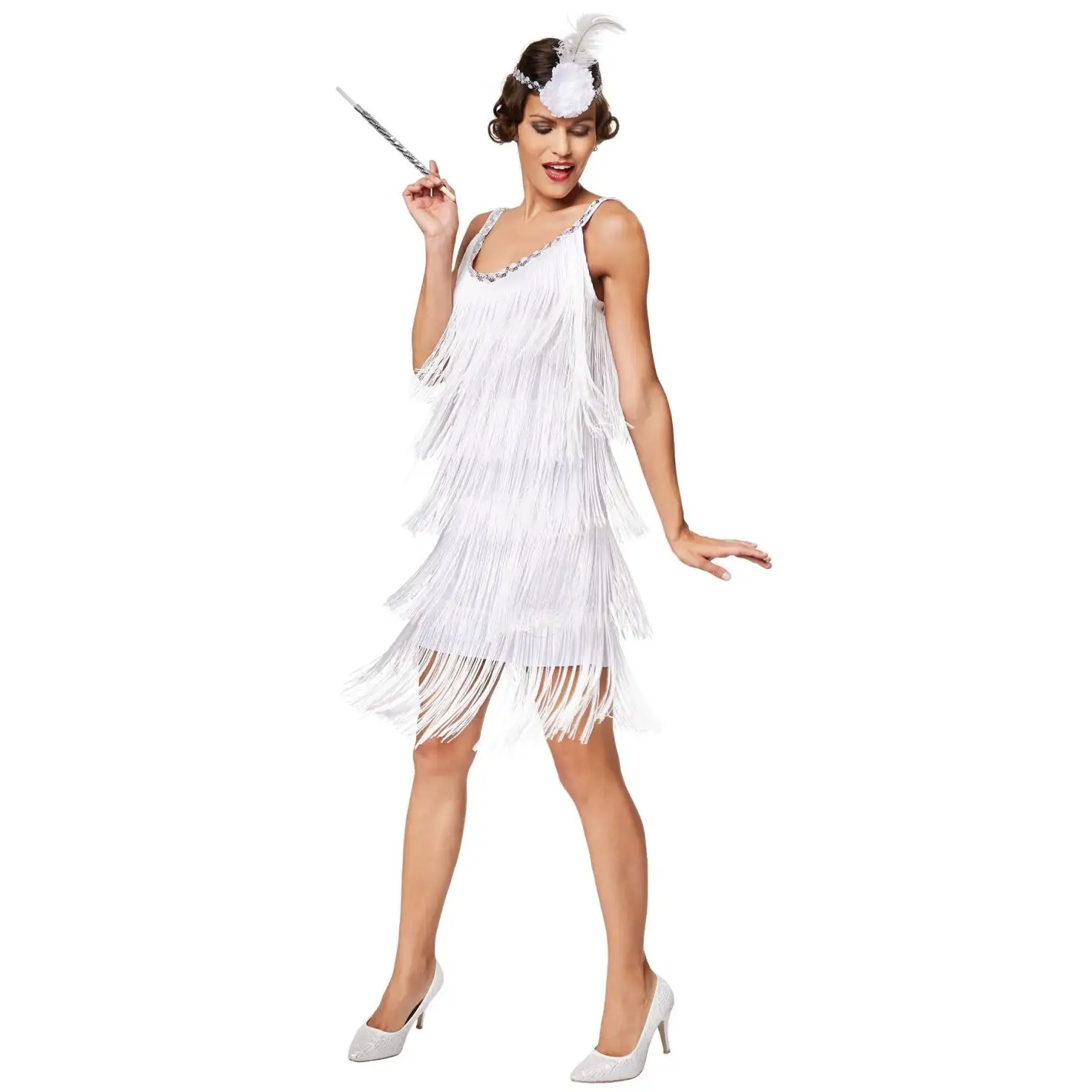 Модный костюм, красивое вечернее платье Charleston, белое вечернее платье для Хеллоуина