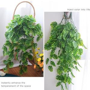 Chu Yezhu Artificial Monstera <b>Leaf</b> Vines <b>Wall</b> Hanging Greenery For Home Wedding <b>Decor</b> Minimalist Style Plastic Bouquet Bundle - Product Image 3