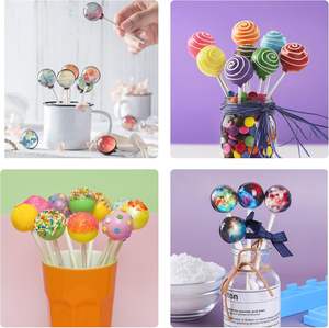 Moule en silicone personnalisé avec logo, 10 cavités sphériques, pour sucettes, ciel étoilé, chocolat, dessins animés, pour bonbons sur bâtonnet - Product Image 5