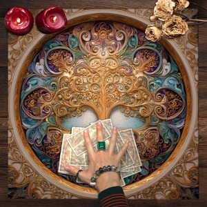 Baum des Lebens mit Bunten Blumen Altartuch Tarot-Tischdecke Sonne-Mond-Tarotkarten-Tischdecke Tarot-Matte Hexen-Heimdekoration - Product Image 5