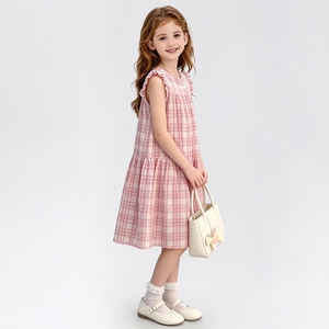 Vestito Estivo a Quadri per Bambine, Senza Maniche con Volant, Abito Casual a Strati a Forma di A, <span class=keywords><strong>Abbigliamento</strong></span> Estivo per Bambini - Product Image 2