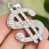 Collier imposant transfrontalier, best-seller, style Hip-Hop exagéré, avec signe dollar personnalisé et perle incrustée de diamants naturels