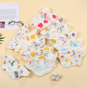 Bavoirs pour bébé en forme de pétale Carlota, 25x26cm, en gaze à huit couches, imprimés en pur coton, pour nourrissons et jeunes enfants - Product Image 1