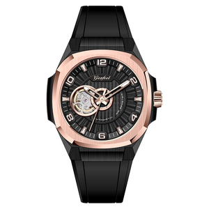 Stainless Steel <b>Skeleton</b> Dial <b>Automatic</b> Mechanical Business <b>Watch</b> with Leather Strapatch - Product Image 2