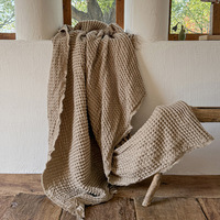 Nouvelle Arrivée 2026 – Couverture Moderne en Tissu Gaufré à Pompons pour Décoration de Chevet, Sieste sur Canapé et Couverture de Climatisation