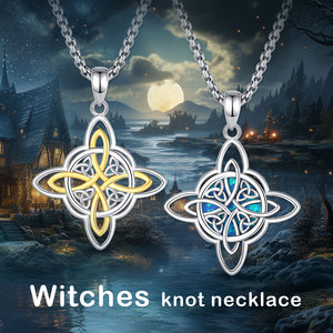 Changda rectangulaire nacre bonne chance opale pierre Wicca dieu femmes sorcières noeud bijoux pendentif collier - Product Image 5