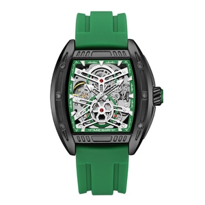 MEGIR Luxury <b>Automatic</b> Watch Men Fashion Sport Analog Waterproof Wristwatch with Green Silicone Strap Tonneau Dial - Product Image 1