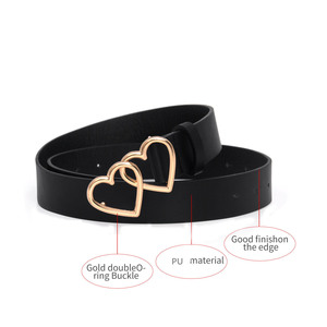 Ceintures en forme de cœur <span class=keywords><strong>pour</strong></span> femmes, en cuir PU, avec boucle double cœur, style tendance <span class=keywords><strong>pour</strong></span> jeans et robes - Product Image 4