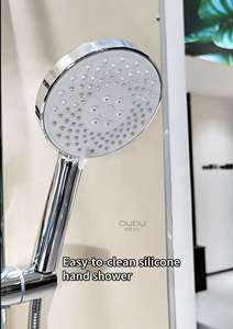 Ensemble de douche mural chromé moderne de luxe avec barre coulissante, 3 fonctions : pluie/arrêt/jet doux et jets de massage corporel - Product Image 4