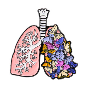 Huy Hiệu Kim Loại Bán Buôn New Arrival Màu Hồng Hình Dạng Não Kẽm Hợp Kim Ve Áo Pins Trâm Đẹp Thiết Kế Tim Organ Mềm Men Pin - Product Image 3