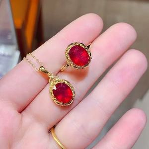 Nuovi Arrivi Gioielli in Argento 925 con Rubino Incastonato Design Semplice Gioielli Raffinati <span class=keywords><strong>Set</strong></span> di Gioielli per Ragazze per Matrimoni - Product Image 2