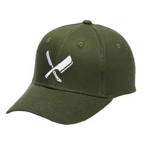 Topi Baseball Hijau Tentara Bordir Kustom, Topi Bisbol Katun 100%