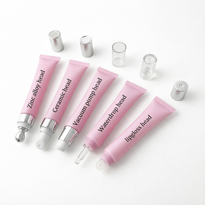 Tube de gloss à lèvres en plastique souple de 20 ml, logo personnalisé, conteneur cosmétique à presser, rose - Product Image 1