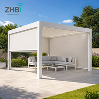 Pergola intelligente en aluminium bioclimatique avec toit à lames motorisées, éclairage LED, écran latéral rétractable, pour balcon extérieur, gazebo, bord de piscine