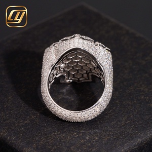 VVS Full Pave Baguette Lab Grown Diamond Cross <b>Ring</b> IGI Certified 925 Sterling Silver Wavy Edge Iced Out Hip Hop <b>Mens</b> Religious - Product Image 4