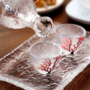 Vintage Sakura Glass Sake Wine Pot and Cups Set Hot Wine Pot Shot Glass Copa de <span class=keywords><strong>vino</strong></span> para el hogar - Product Image 4