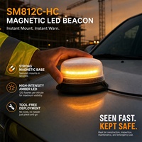 Tragbare LED-Notfall-Warnleuchte mit Sirene und Rotationslicht in Amber mit Aluminiumbasis - für Autos und andere Fahrzeuge