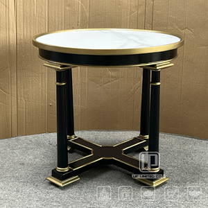 Supply Marble <b>Round</b> Corner <b>Table</b> Black and <b>Gold</b> Solid Wood Construction Coffee <b>Table</b> Italian Style Living Room Coffee <b>Table</b> Marb - Product Image 3