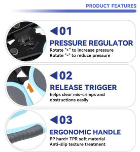 KHC Ratchet Type Labor-Saving Pre-Insulated Terminal Crimping Pliers <b>Soft</b> Grip Plastic Handle Black Oxide Finish Industrial <b>Wire</b> - Product Image 5