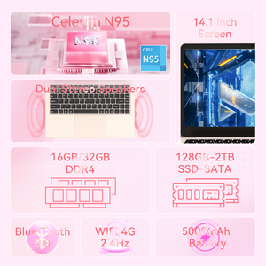 โน้ตบุ๊คธุรกิจใหม่ขนาด 14.1 นิ้ว Intel N95 Quad-Core 1.7GHz แรม 8GB DDR ระบบปฏิบัติการ Windows 11 แป้นพิมพ์ภาษาอังกฤษ หน้าจอ SSD IPS สำหรับใช้งานส่วนตัว - Product Image 2