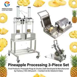 Juego combinado para procesamiento de piña: Cortador de cola, despulpador neumático, descorazonador, rebanador de anillos y cuñas 2 en 1. Precio de paquete para plantas de frutas. - Product Image 1