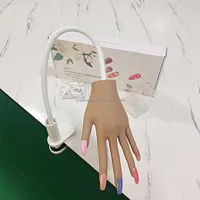 Professionele Praktijk Kunstmatige Hand Siliconen Nail Praktijk Hand Display Stand Buigbare Simulatie Model