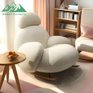 Poltrona Reclinabile Moderna in Legno, Sedia a Dondolo in Velluto per Soggiorno e Camera da Letto - Product Image 4