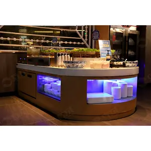 Station de préparation de condiments réfrigérée commerciale comptoir bar à salade comptoir bar à salade affichage refroidisseur