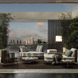 Juego de Sofás de Jardín de Metal Moderno y Lujoso para Exteriores - Muebles de Patio Duraderos, Impermeables y Ecológicos para Hoteles y Boutiques - Product Image 1