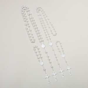 Ciondolo croce di gesus <span class=keywords><strong>argento</strong></span> placcato in rame <span class=keywords><strong>925</strong></span> Sterling <span class=keywords><strong>argento</strong></span> brillante 6mm perline <span class=keywords><strong>rosario</strong></span> vergine maria collana gioielli religiosi - Product Image 5