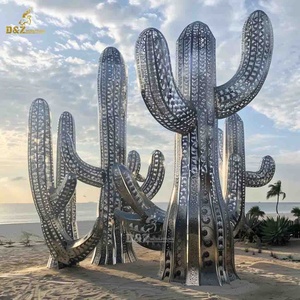 Projet de décoration de plage moderne personnalisé Design Grand miroir en métal Sculpture de <span class=keywords><strong>cactus</strong></span> en acier inoxydable - Product Image 6