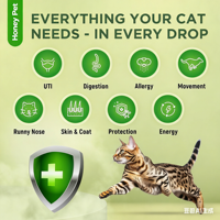 Antibiotik Alami untuk Kucing untuk Infeksi Saluran Kemih, Pilek & Alergi, Suplemen Cair Penunjang Imunitas Tinggi Protein untuk Semua Ras