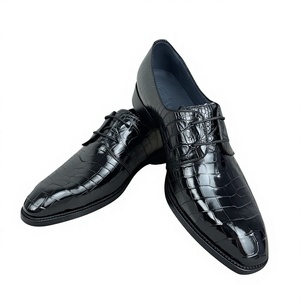 Zapatos de Vestir para Hombre 100% Piel de Cocodrilo – Cuero Charol Británico de Lujo Formal, Suela de Cuero, Zapatos Formales de Negocios para Boda - Product Image 1