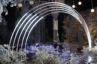 Arche de mariage en métal blanche, décorative, réutilisable et amovible, avec LED, pour scène extérieure et intérieure, idéale pour les fêtes et événements.