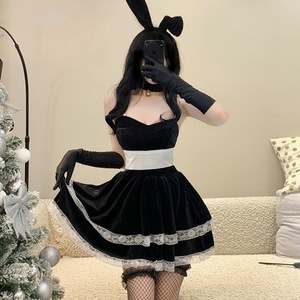 Nouvelle robe de Noël 2026, sexy, noire et blanche, cosplay de lapin, <span class=keywords><strong>jupe</strong></span> de combat de Père Noël, robe <span class=keywords><strong>courte</strong></span>, costume féminin - Product Image 1