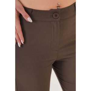 Pantalon évasé droit taille haute pour filles, couleur café, respirant, à bouton unique, tissé, formel, taille XL, décontracté, pour le travail, pour l'automne - Product Image 1