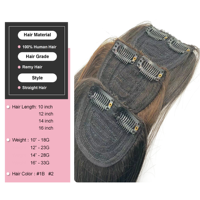 Toupet pour femmes Remy Hair Topper Fluffy Root Wig Pad avec Double Extrémités Dessinées Extension de Tissage de Cheveux Clip-on Perruque Allongement