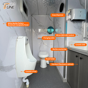 Baño Móvil Portátil de 14 pies con Ducha y <span class=keywords><strong>3</strong></span> Cabinas, Remolque Sanitario para Alquiler en la Calle - Product Image 2
