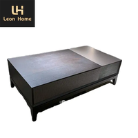 Design personnalisé Designer moderne Table basse carrée noire Table basse en bois avec dessus de table relevable