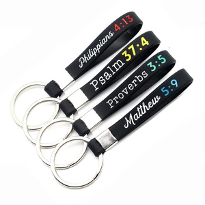 Custom Wholesale Silicone Keychains Wristband Bracelet Rubber Silicone Bangle Keychain Bracelets for Sale