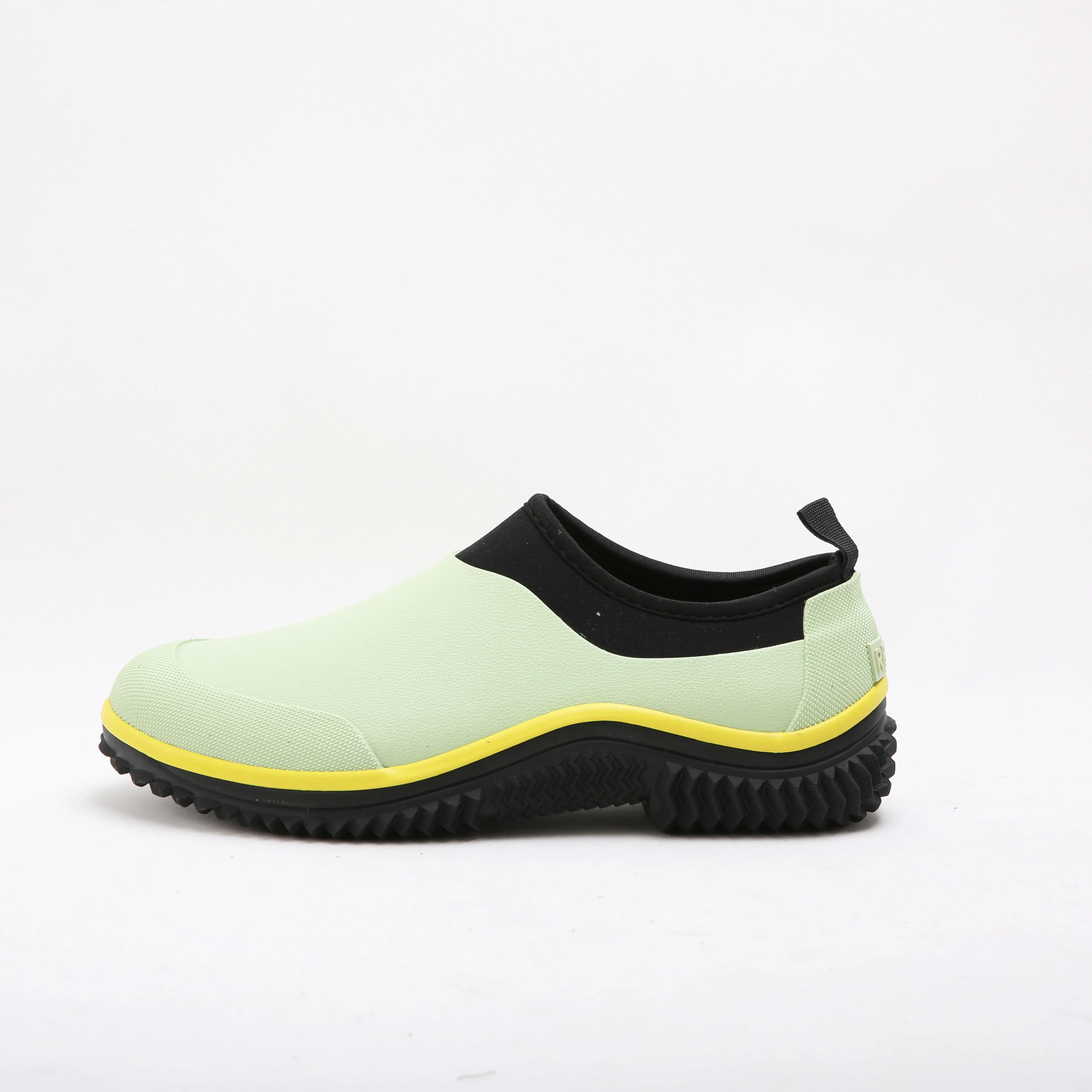 Fashion Custom Adult Waterproof Rubber Rain Ankle Nylon fabric Cowbronze lining Slip-on Garden shoes for Women Men