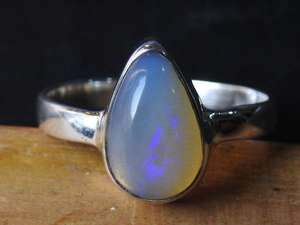 Australian Solid <b>Opal</b> Prong Setting Wedding <b>Ring</b>-<b>Silver</b>-October Birthstone-6.5US Size-Handmade Classic Jewelry Gift-Party-Third - Product Image 2