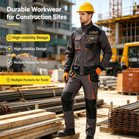 Ensemble de combinaison et pantalon de travail pour hommes, tenue de mécanicien robuste avec plusieurs poches, uniforme de sécurité pour la construction