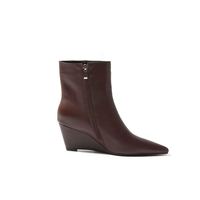 Bottes mi-mollet pour femmes, style italien, en cuir véritable original, avec boucle, talon bloc bas, semelle extérieure en caoutchouc rétro, semelle intermédiaire en caoutchouc