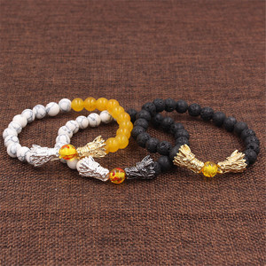 Estilo chino <span class=keywords><strong>Dragon</strong></span> Play <span class=keywords><strong>Ball</strong></span> Stone Beads Faucet Bracelet Gold <span class=keywords><strong>Dragon</strong></span> Head Healing Stones Wrap Bracelet para hombres y mujeres - Product Image 5