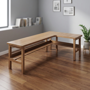 Modern Solid Wood <b>L</b>-<b>Shaped</b> Executive <b>Desk</b> with Spacious Work Surface for <b>Office</b> Home Study Manager - Product Image 3