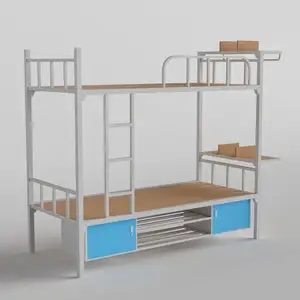 थोक छात्र छात्रावास धातु डबल बंक बेड स्कूल फर्नीचर