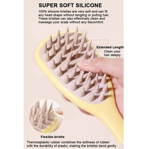 Hot Sale ABS Long Handle Silicone Head <b>Shampoo</b> Cleaning Brush Hair Growth Detangling Massage Scalp Comb Tool for Dry Wet Use - Product Image 2